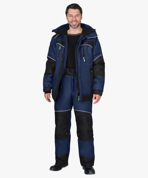 Костюм мужской зимний СИРИУС-АРКТИКА, куртка, брюки, тёмно-синий с черным