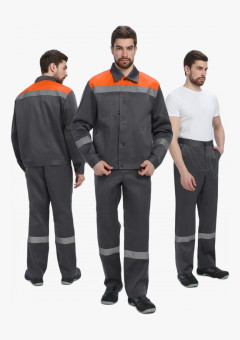 Костюм Лигор-1 СОП (тк.Смесовая,210) брюки, т.серый/оранжевый