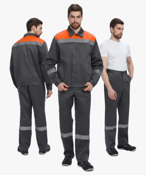 Костюм Лигор-1 СОП (тк.Смесовая,210) брюки, т.серый/оранжевый