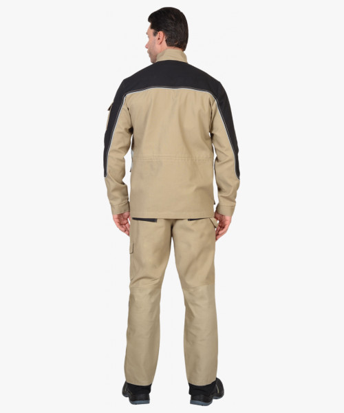 Костюм СИРИУС-ВЕСТ-ВОРК куртка, брюки песочный с черным пл. 275 г/кв.м