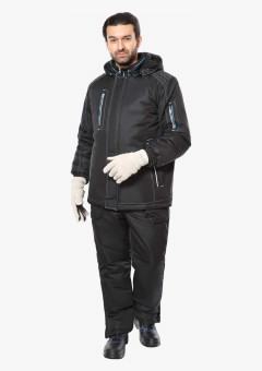 Куртка СИРИУС-АЛЕКС черная с голубой отделкой