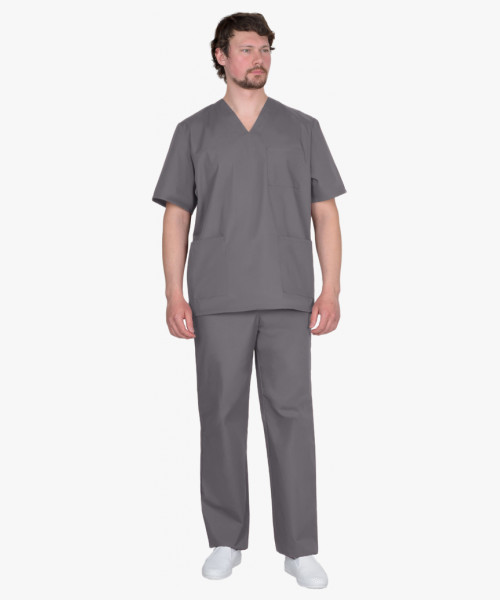 Костюм хирурга универсальный, куртка, брюки темно-серый