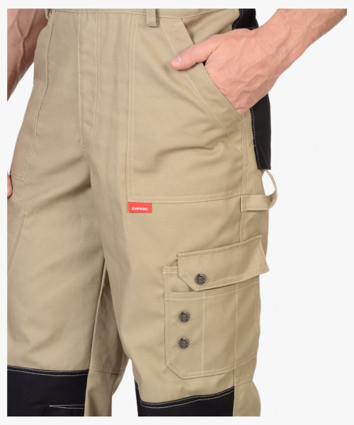 Полукомбинезон СИРИУС-ВЕСТ-ВОРК бежевый с черным пл. 275 г/кв.м