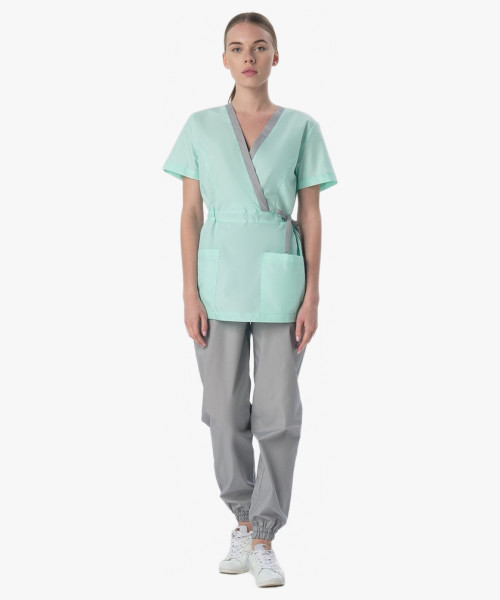 Костюм женский Симпл-001 (тк.Смесовая,120) MedLine, серый/мятный