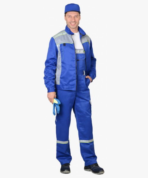 Костюм СИРИУС-ПРАКТИК куртка, п/к васильковый со св.серым