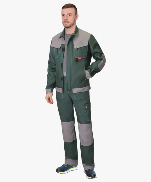 Костюм СИРИУС-ВЕСТ-ВОРК куртка, брюки зеленый со ср.серым