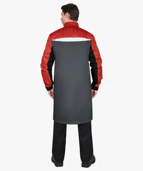 Халат СИРИУС-ФАВОРИТ-МЕГА мужской, тёмно-серый с черным и красной отделкой