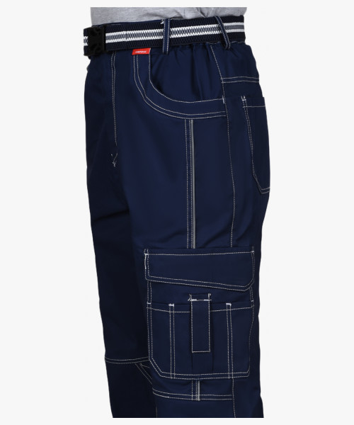 Костюм СИРИУС-ПРЕСТИЖ куртка, брюки, синий с черным и оранжевой отделкой