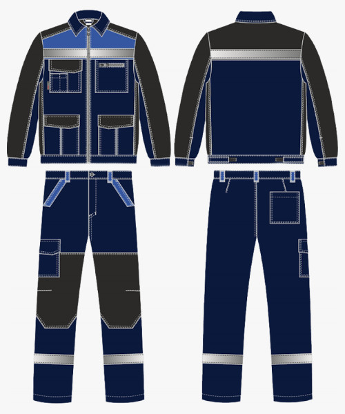 Костюм ProfLineBase-1 (тк. Твил, 210) брюки, т.синий/черный/васильковый