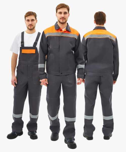 Костюм Липецк-2 СОП CH (тк.Смесовая,280) п/к, т.серый/оранжевый