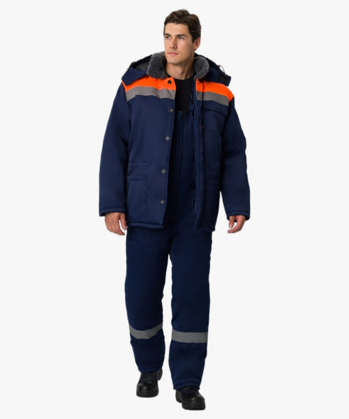 Костюм зимний Труженик-Ультра-2 (тк.Смесовая,210) п/к, т.синий/оранжевый