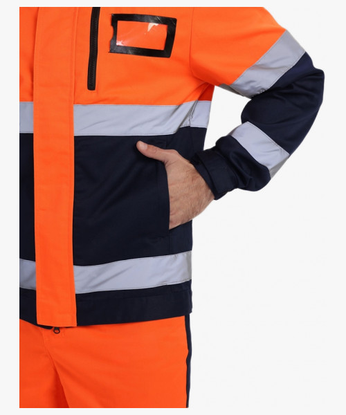Костюм сигнальный PROFLINE ProfLineSpecialist-1 (тк.Смесовая МВО,240) брюки, оранжевый/т.синий