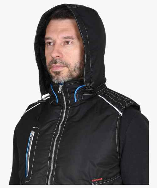 Жилет СИРИУС-АЛЕКС утепленный с капюшоном чёрный