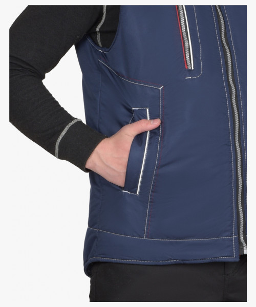 Жилет СИРИУС-АЛЕКС утепленный с капюшоном тёмно-синий