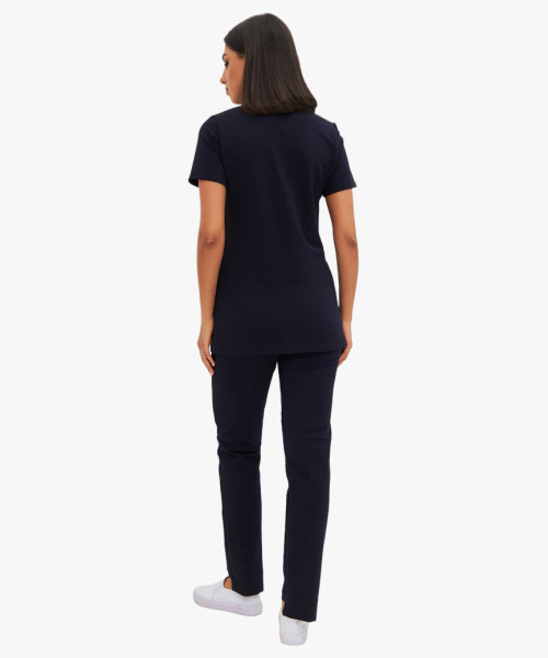 Костюм трикотажный Т-305 женский, блуза, брюки, тёмно-синий