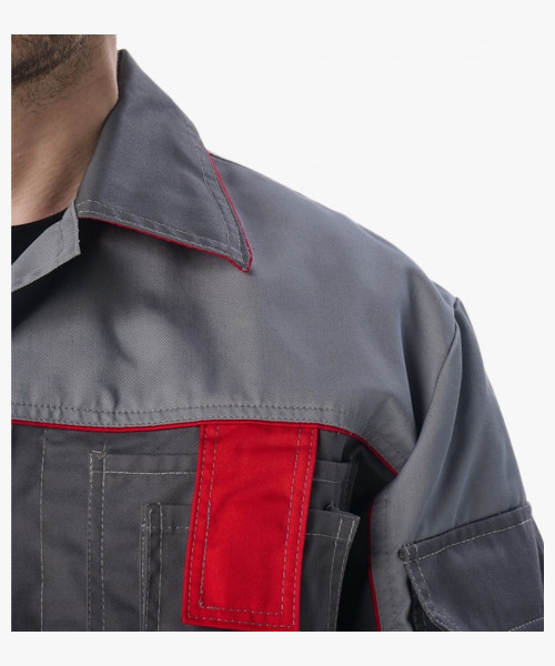 Костюм Союз-Профессионал-1 (тк.Балтекс,240) брюки, т.серый/св.серый/красный