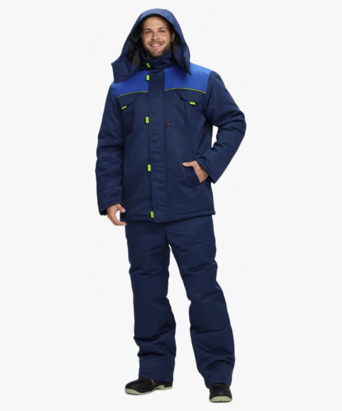 Костюм зимний Флофт-1 (тк.Смесовая,210) брюки, т.синий/васильковый