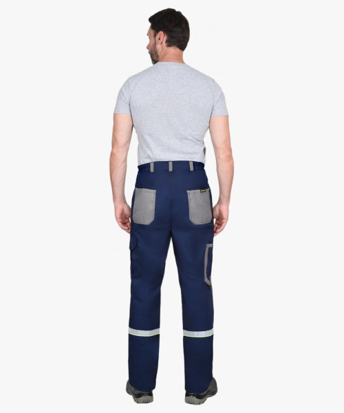 Брюки СИРИУС-СТАН синие со средне-серым и лимонной отделкой