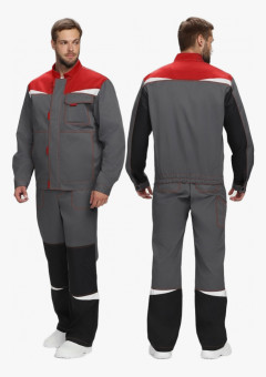 Костюм Строй-1 CH МВО (тк.Смесовая,280) брюки, т.серый/красный/черный