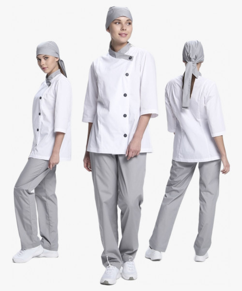 Костюм женский Канди (тк.ТиСи,120), серый/белый