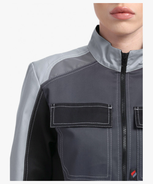 Костюм женский Вектрон-1 (тк.Смесовая,240) брюки, т.серый/св.серый/черный