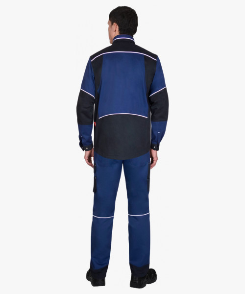 Костюм мужской летний СИРИУС-АРКТИК куртка, брюки, синий с черным, тк. мех. стрейч