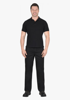 Рубашка-поло черная короткие рукава с манжетом, пл.180 г/м2 (ЧЗ)