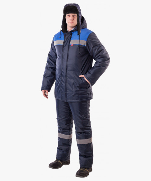 Шапка-ушанка СИРИУС-ЛЮКС синяя (тк. Оксфорд)