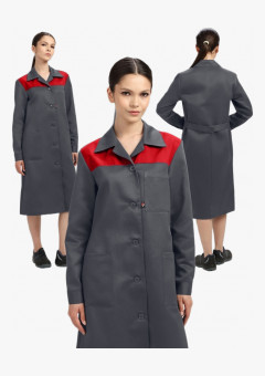 Халат женский Лигор (тк.Смесовая,210), т.серый/красный