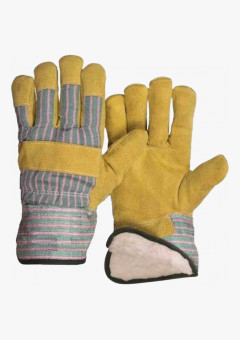 Перчатки спилковые комбинированные утепленные (синтепон), цвет в ассортименте