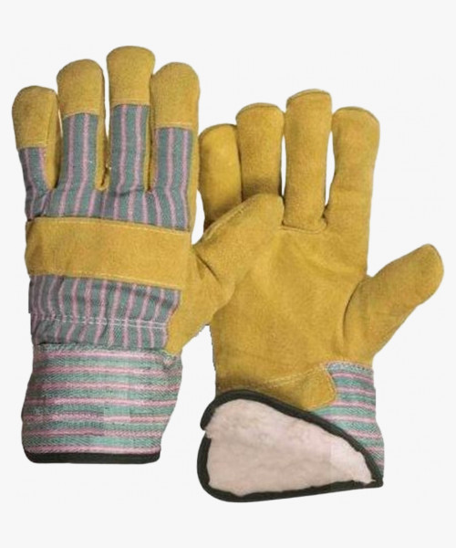 Перчатки спилковые комбинированные утепленные (синтепон), цвет в ассортименте