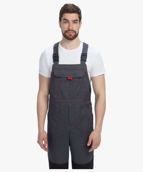 Костюм Строй-2 CH МВО (тк.Смесовая,280) п/к, т.серый/красный/черный