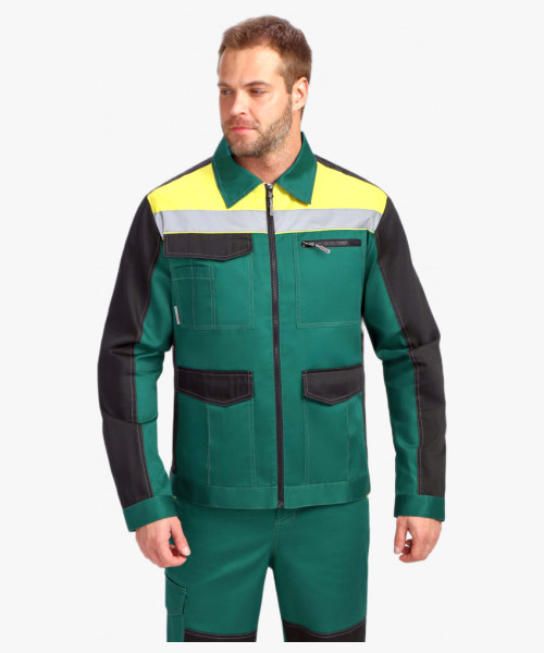 Костюм ProfLineBase-2 (тк.Твил,210) п/к, зеленый/черный/желтый