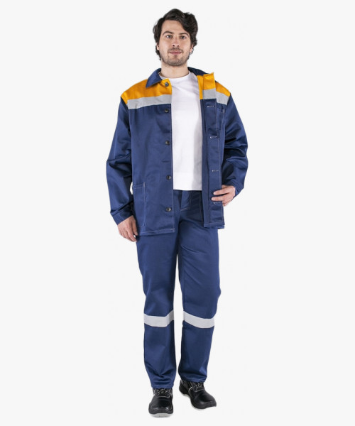 Костюм Стандарт СОП (тк.Смесовая,210) брюки, т.синий/оранжевый