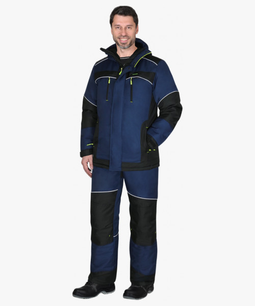 Костюм мужской зимний СИРИУС-АРКТИКА, куртка, брюки, тёмно-синий с черным