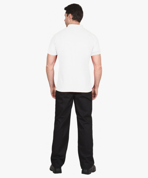 Рубашка-поло белая короткие рукава с манжетом, пл.180 г/м2 (ЧЗ)