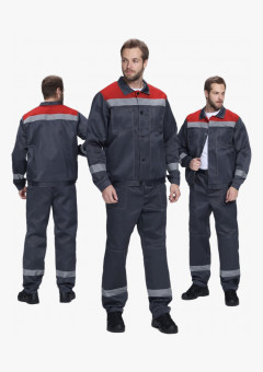 Костюм Лигор-1 СОП (тк.Смесовая,210) брюки, т.серый/красный