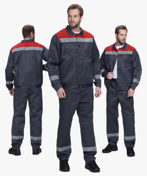 Костюм Лигор-1 СОП (тк.Смесовая,210) брюки, т.серый/красный