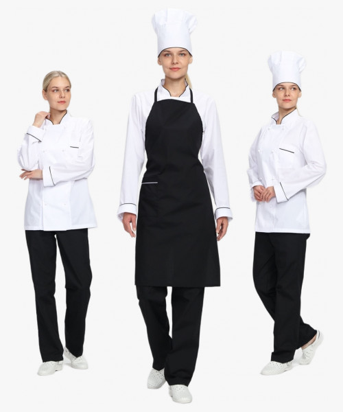 Костюм женский повара Гурман (тк.ТиСи), белый/черный