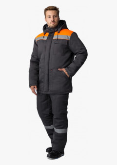 Костюм зимний Партнер NEW (Смесовая, 210) п/к, темно-серый/оранжевый