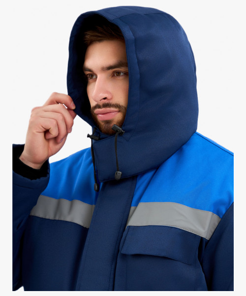 Костюм мужской зимний Квайл-2 СОП (тк.Смесовая,210) полукомбинезон, т.синий/васильковый