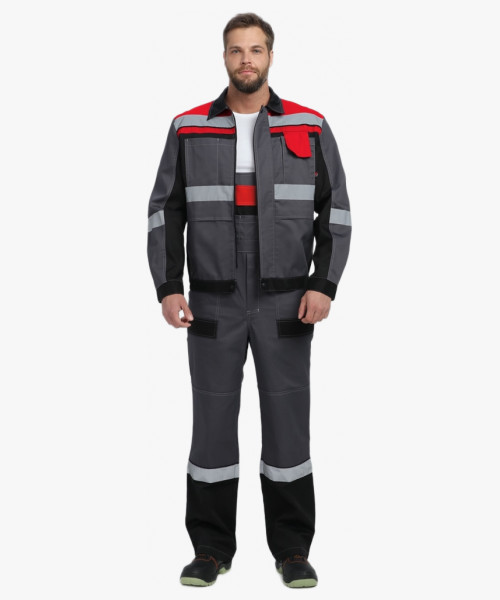 Костюм Виват-2 Премиум IMP (тк.Смесовая, 240) п/к, т.серый/черный/красный