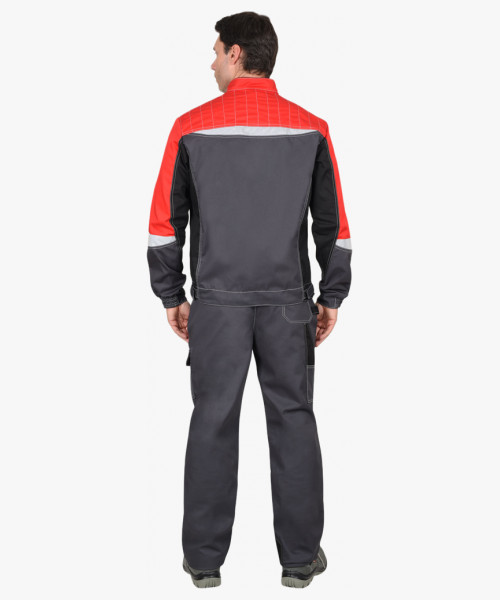 Куртка СИРИУС-ФАВОРИТ-МЕГА серая с красным, черным и СОП