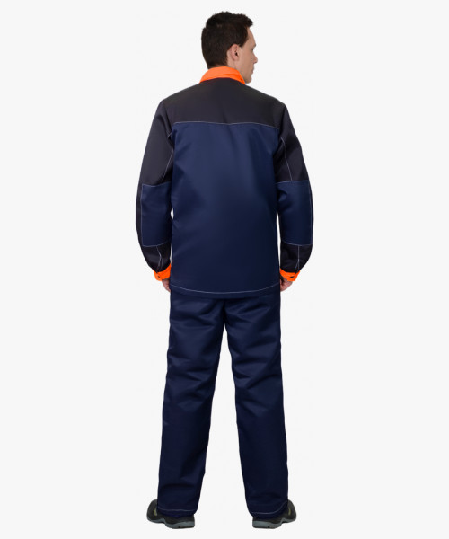 Костюм СИРИУС-АСПЕКТ куртка длин., брюки, синий с черным и оранжевой отделкой