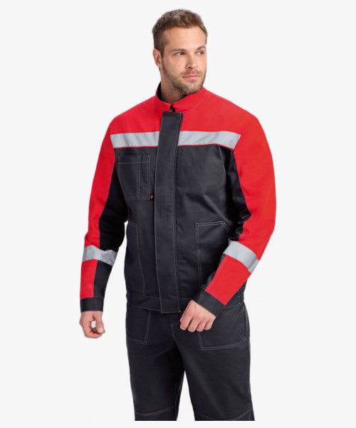 Костюм Бриготек-2 СОП (тк. Смесовая, 260) полукомбинезон, т.серый/красный