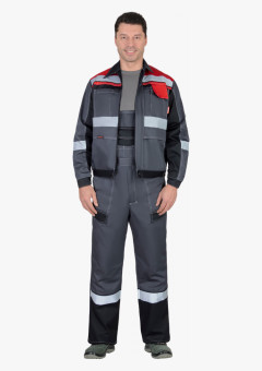 Костюм СИРИУС-ВИВАТ куртка, п/к, темно-серый с черным, красным и СОП