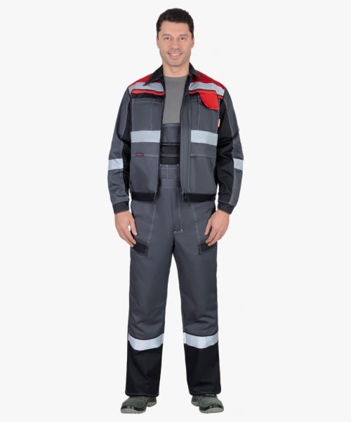 Костюм СИРИУС-ВИВАТ куртка, п/к, темно-серый с черным, красным и СОП