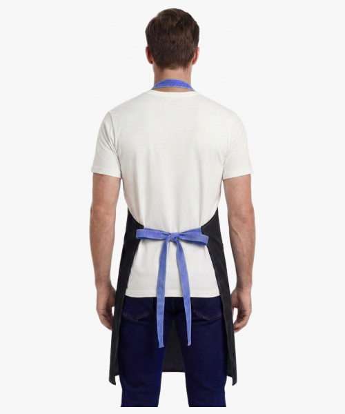 Фартук с грудкой Модеринт (тк.Смесовая,210), черный/васильковый