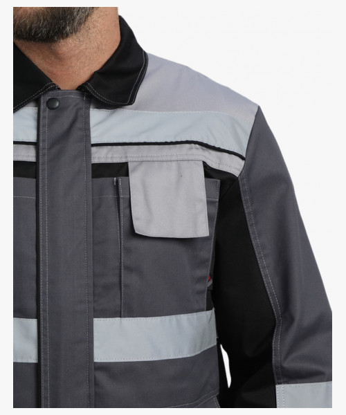 Костюм Виват-1 Премиум CH МВО (тк.Смесовая,240) брюки, т.серый/черный/св.серый