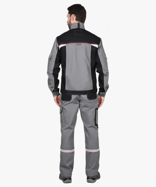 Куртка СИРИУС-СТАН ср-серая с черной и красной отделкой